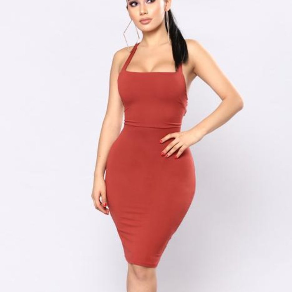 Colette Lace Up Dress - Marsala